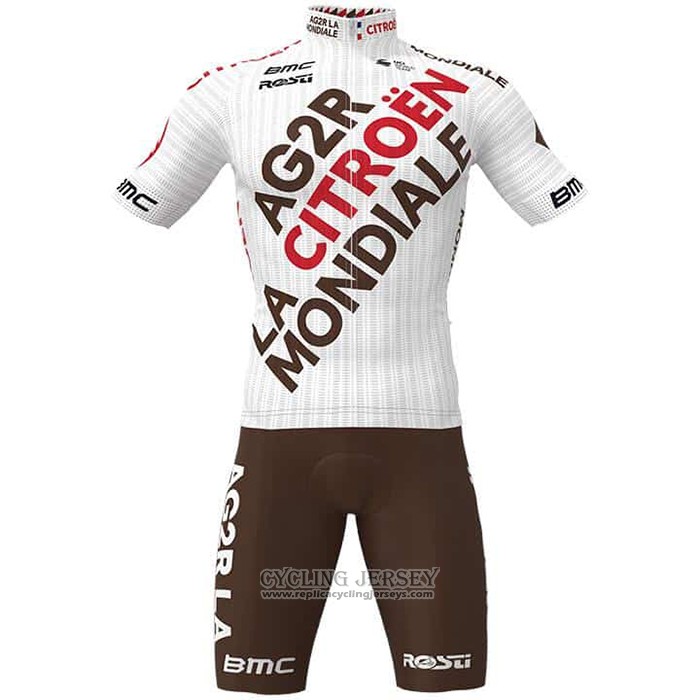 2021 Cycling Jersey Ag2r La Mondiale White Short Sleeve And Bib Short